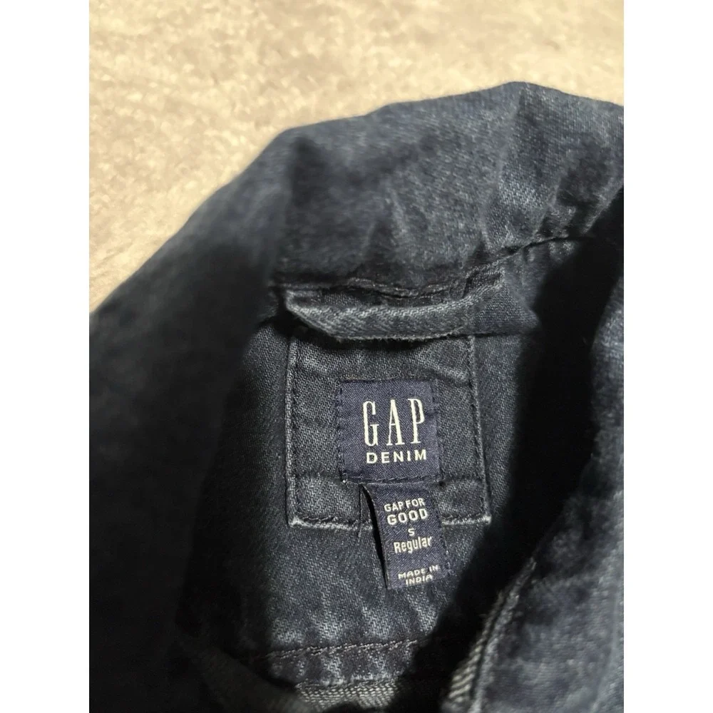 Gap Kids Girls Small Blue Denim Button Jacket Moto Kitten Cat Print